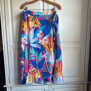J. Crew Multicolor Tropical Wrap Print Skirt